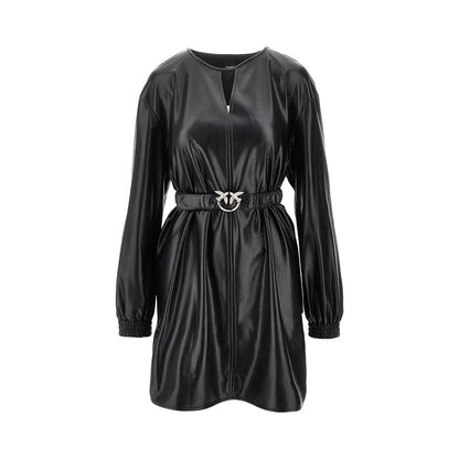 PINKO XS faux nappa leather mini dress with belt
