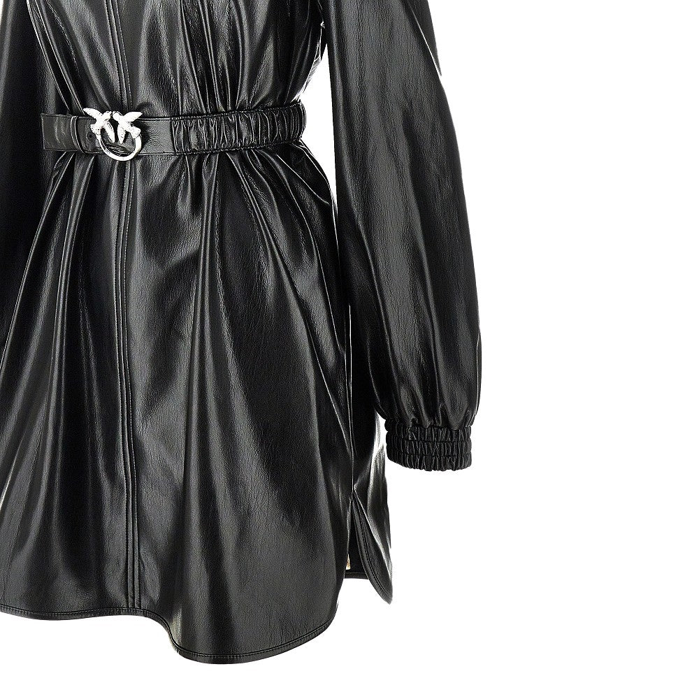 PINKO XS faux nappa leather mini dress with belt