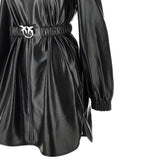 PINKO XS faux nappa leather mini dress with belt