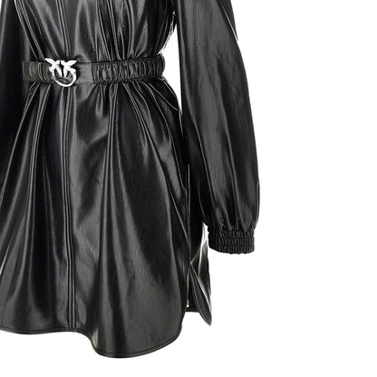 PINKO XS faux nappa leather mini dress with belt