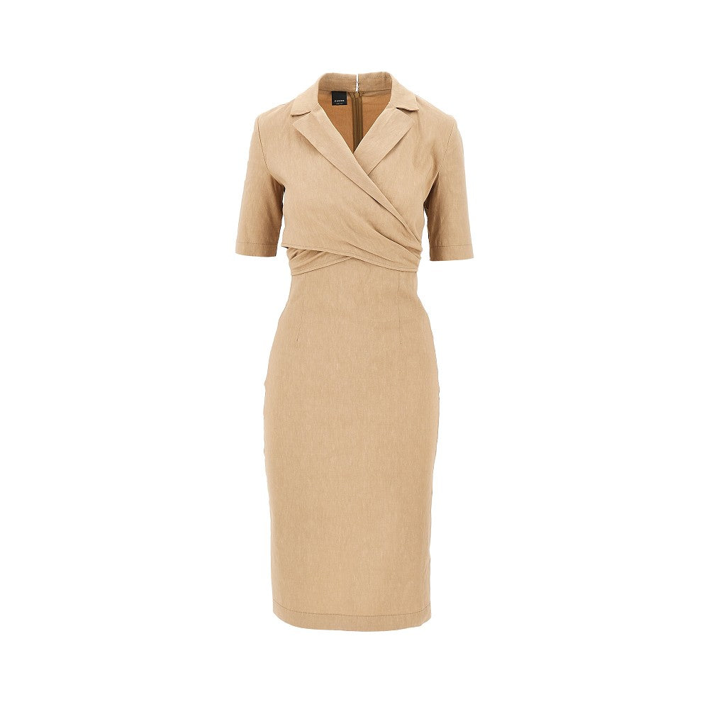 PINKO 40 wrapped linen-blend midi dress
