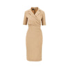 wrapped linen-blend midi dress