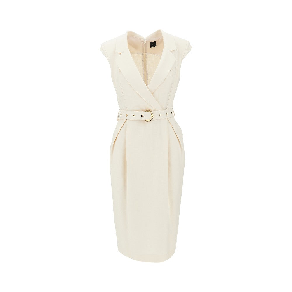 PINKO 40 panama fabric midi dress with belt