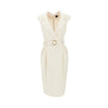 panama fabric midi dress with belt