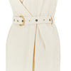 panama fabric midi dress with belt