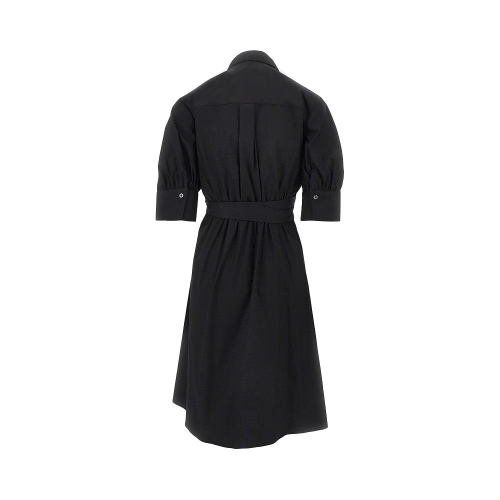 stretch cotton wrap-over midi dress
