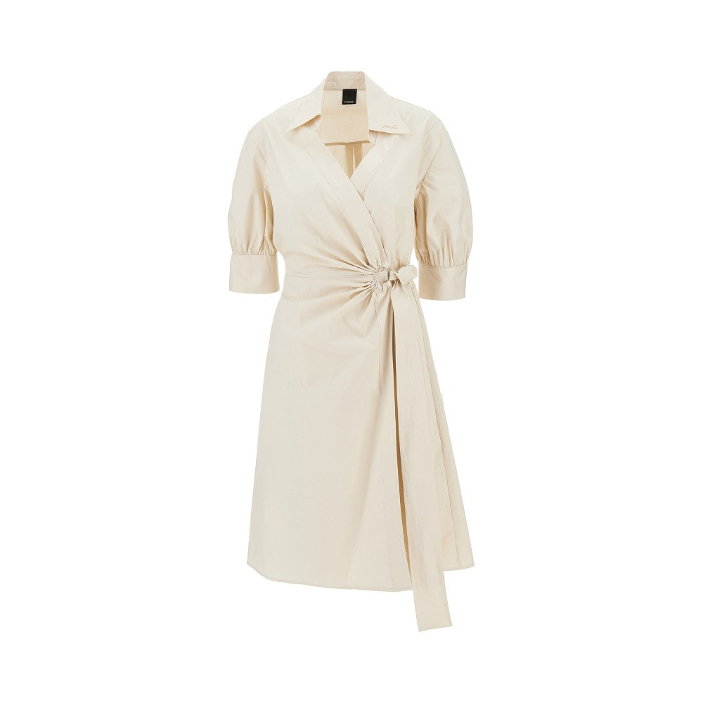 PINKO 38 stretch cotton wrap-over midi dress