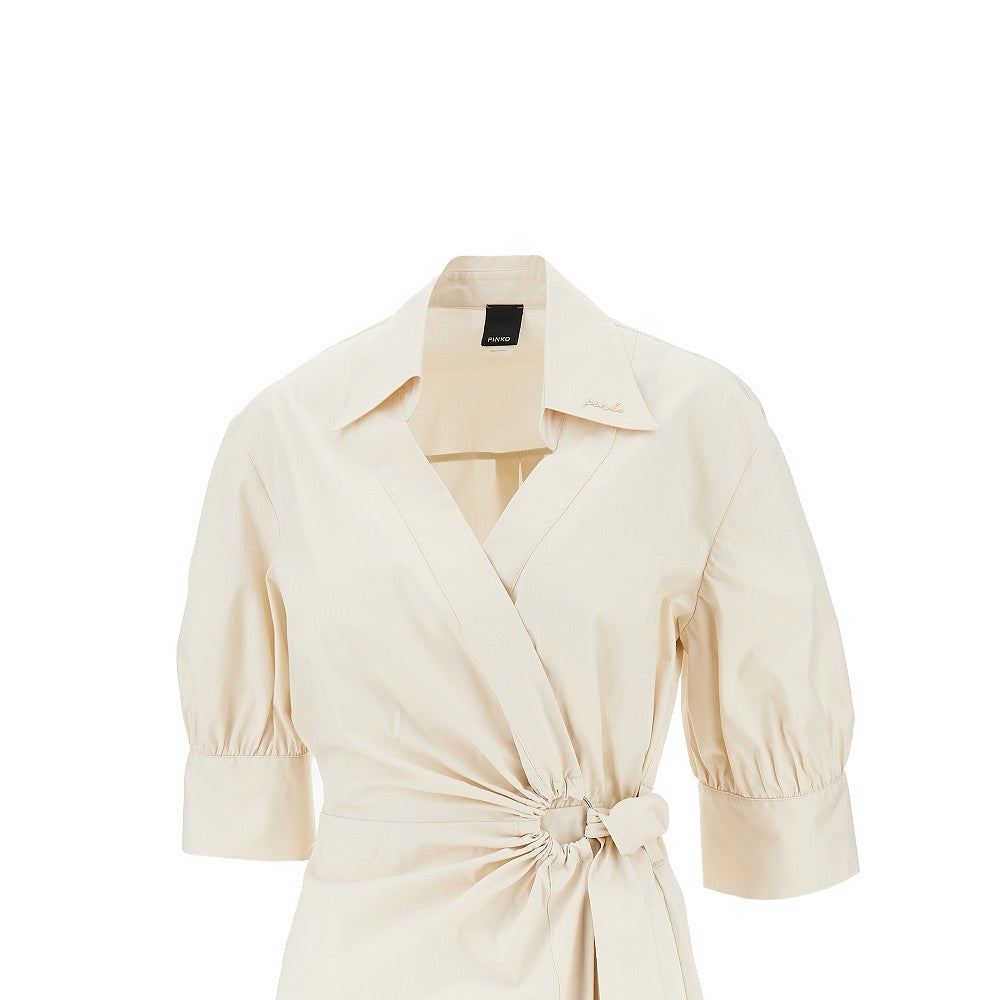 PINKO 38 stretch cotton wrap-over midi dress