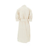 stretch cotton wrap-over midi dress