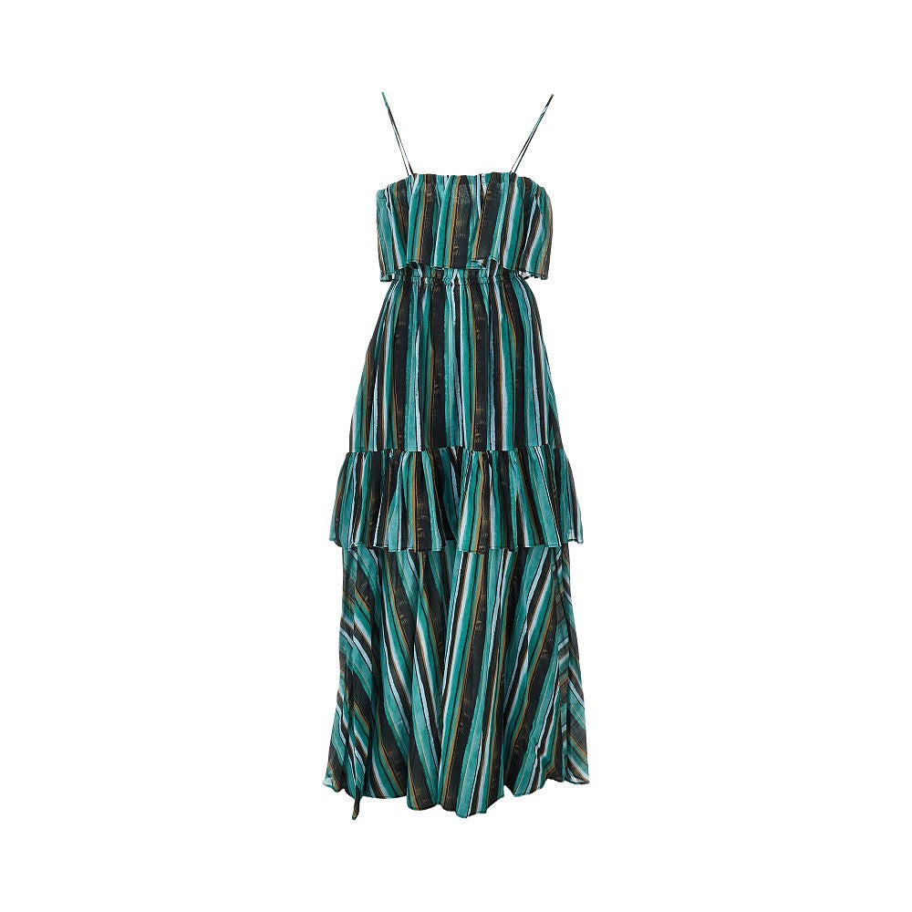 PINKO 38 striped print muslin maxi dress
