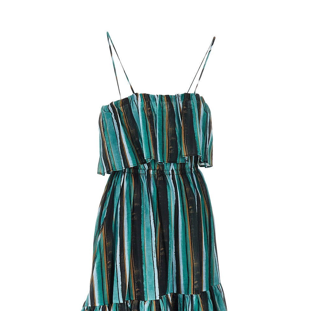 PINKO 38 striped print muslin maxi dress