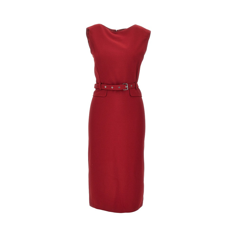 crepe midi dress with belt