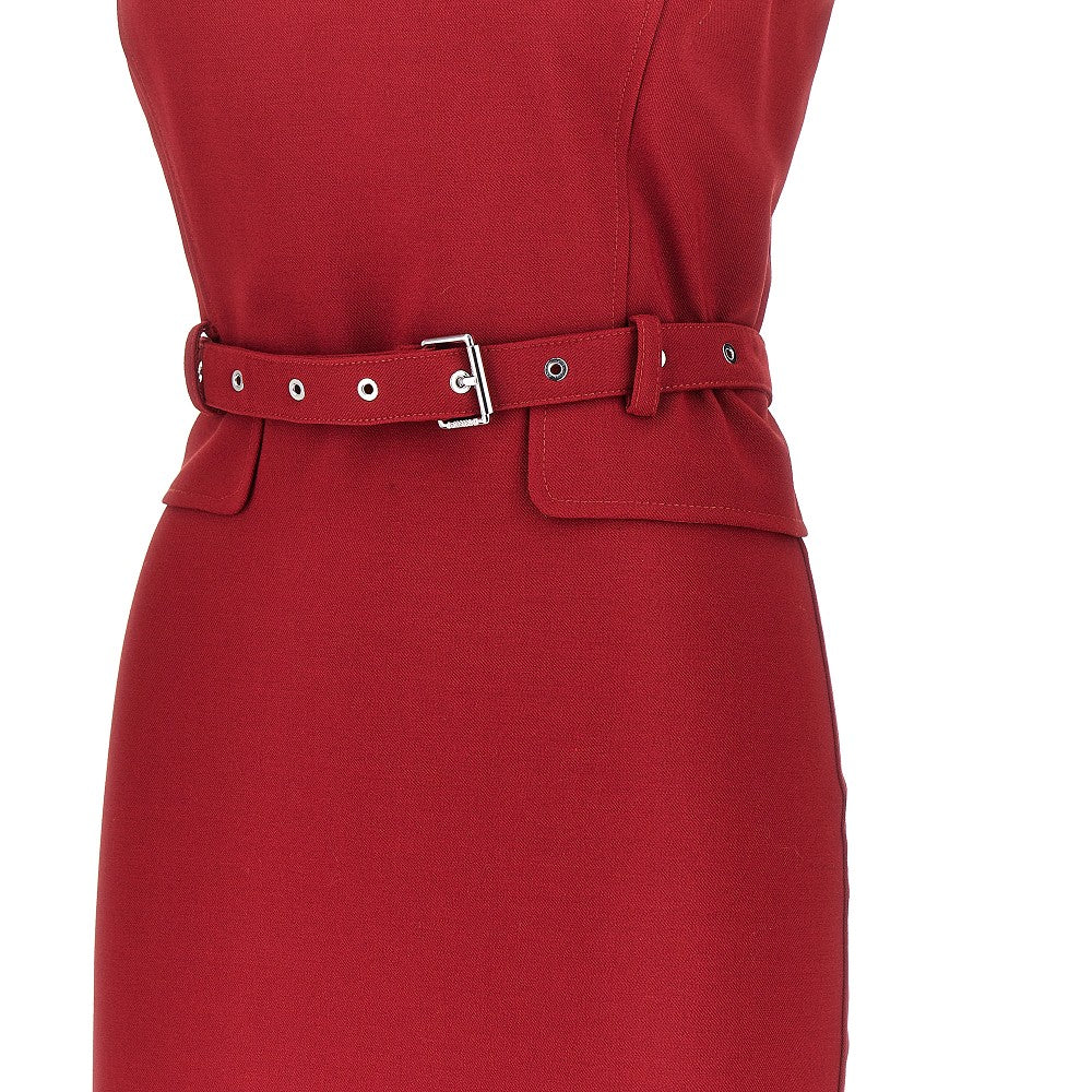 crepe midi dress with belt