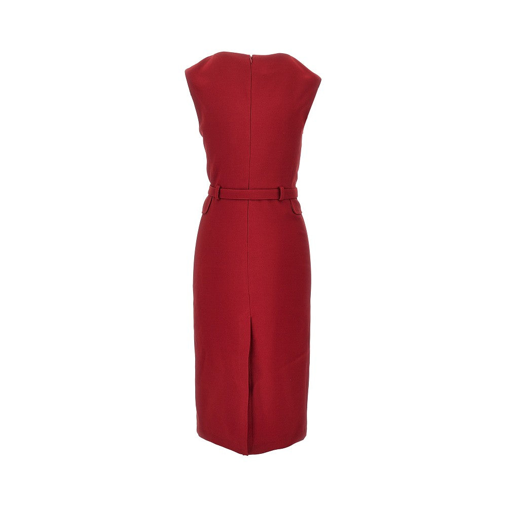 crepe midi dress with belt