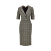 wool-blend midi dress with check motif