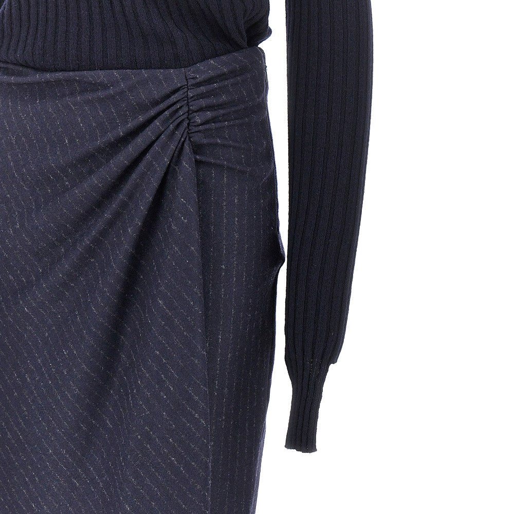 knitted midi skirt with pinstriped skirt
