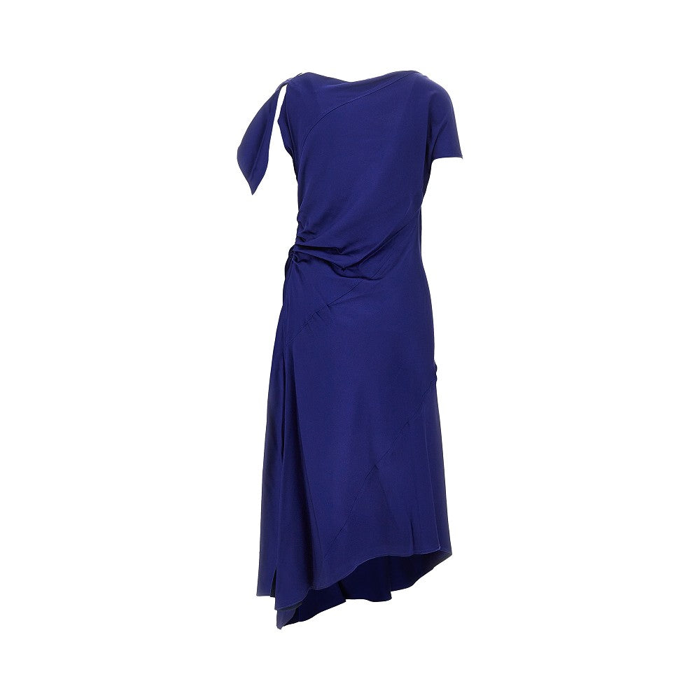 crepe back satin asymmetrical midi dress