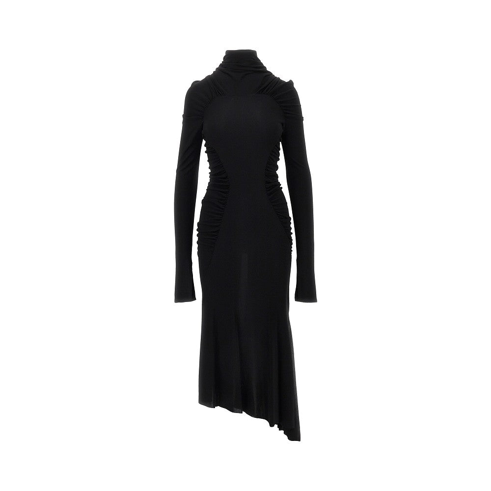 crepe jersey gathered midi dress