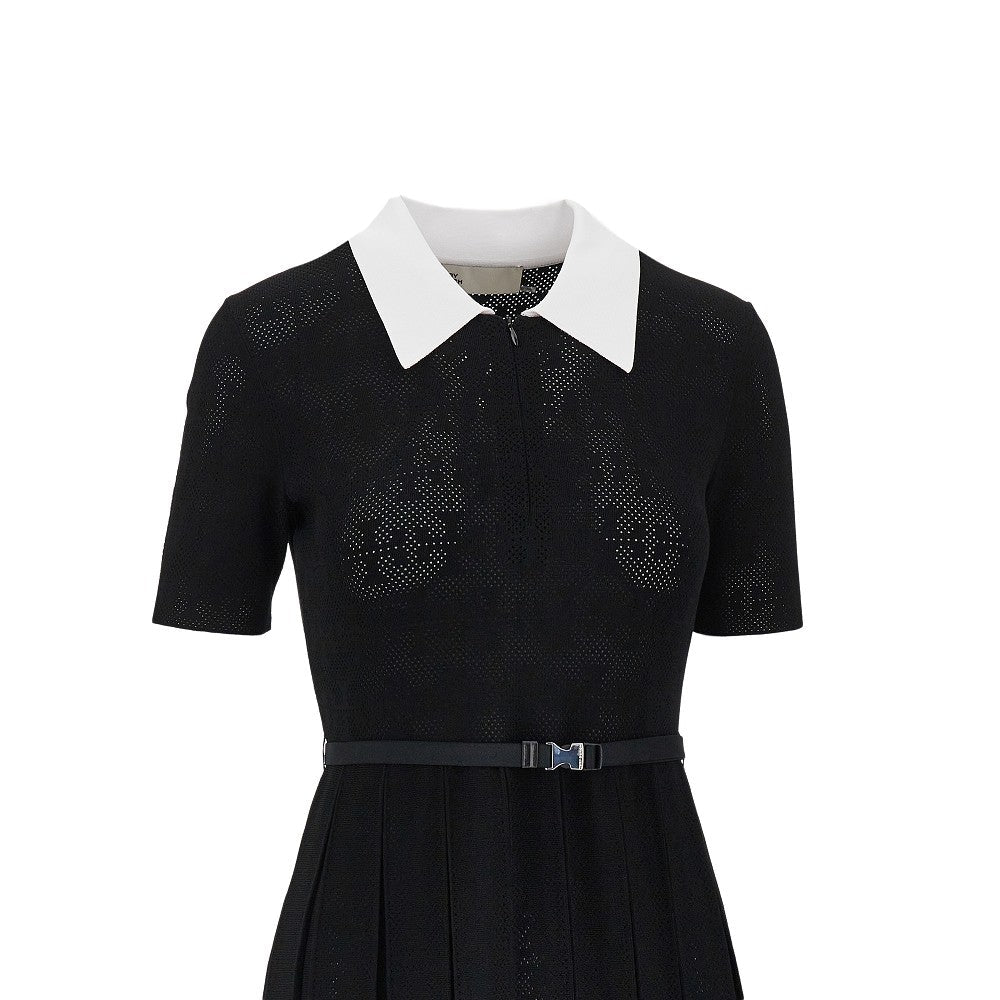 t monogram pointelle knit dress