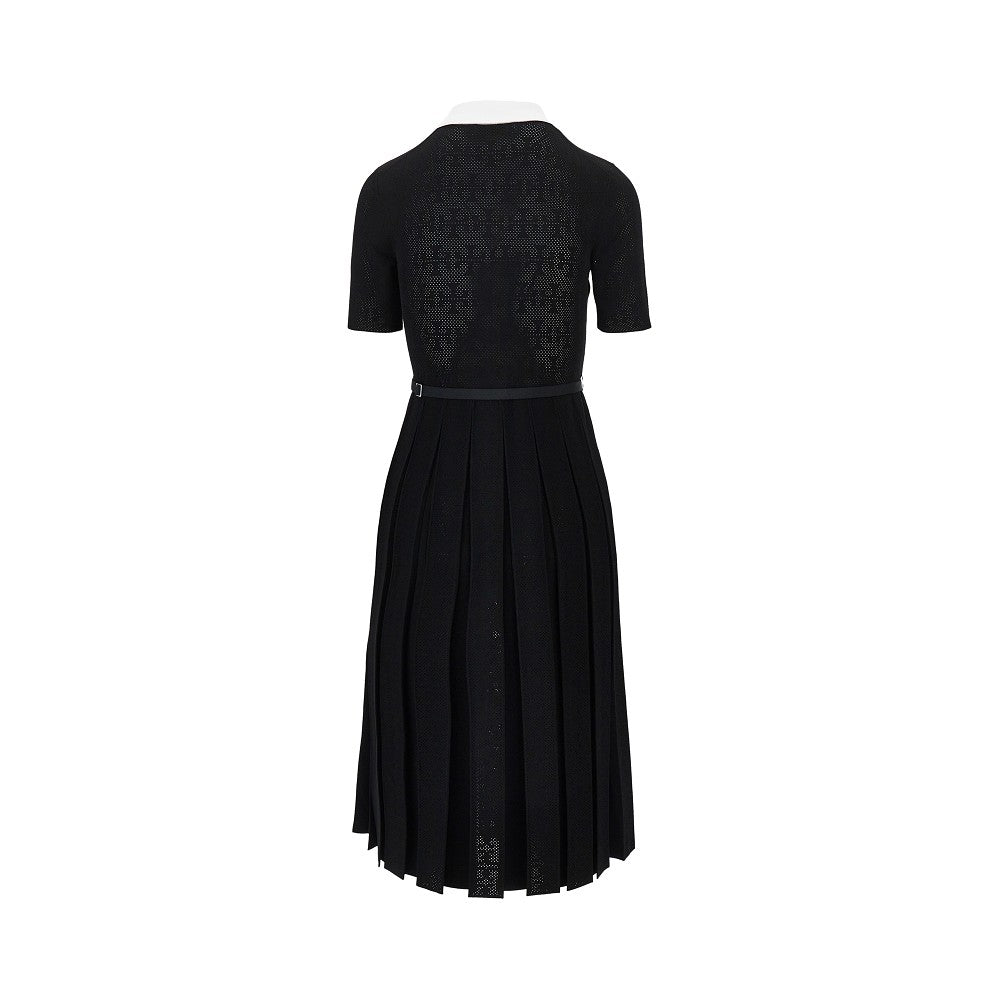 t monogram pointelle knit dress