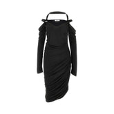 THE ATTICO 42 draped viscose midi dress