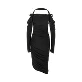 THE ATTICO 42 draped viscose midi dress