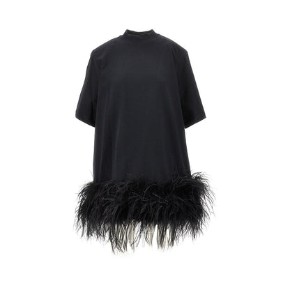 THE ATTICO 42 jersey mini dress with feathers