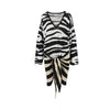 zebra striped knitted mini dress