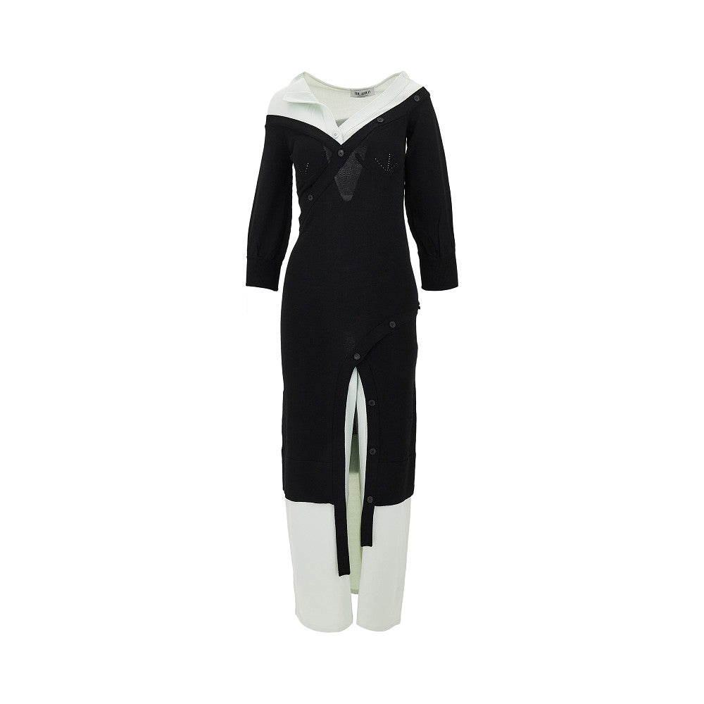 asymmetrical midi knitted dress