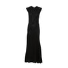 scooped back wool long dress
