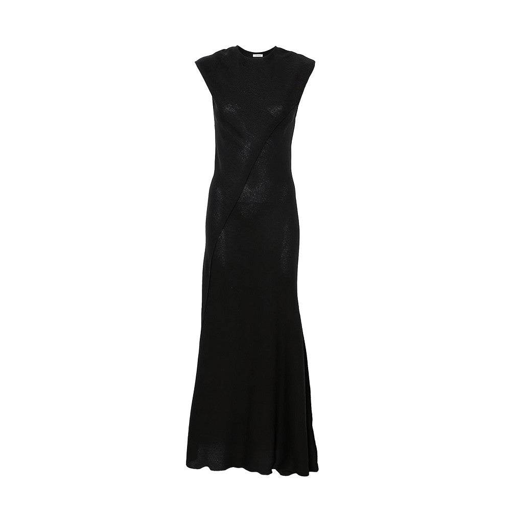 scooped back wool long dress