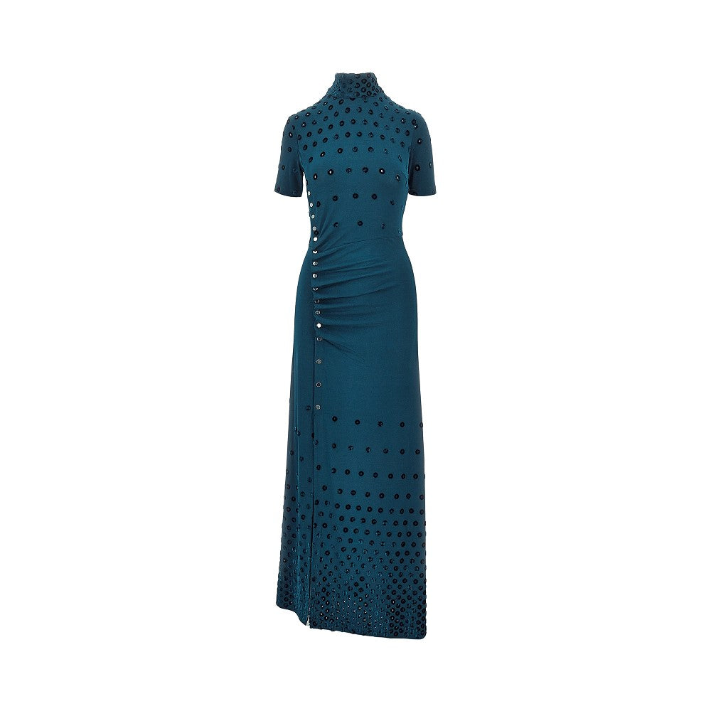 jersey long dress with flocked holes