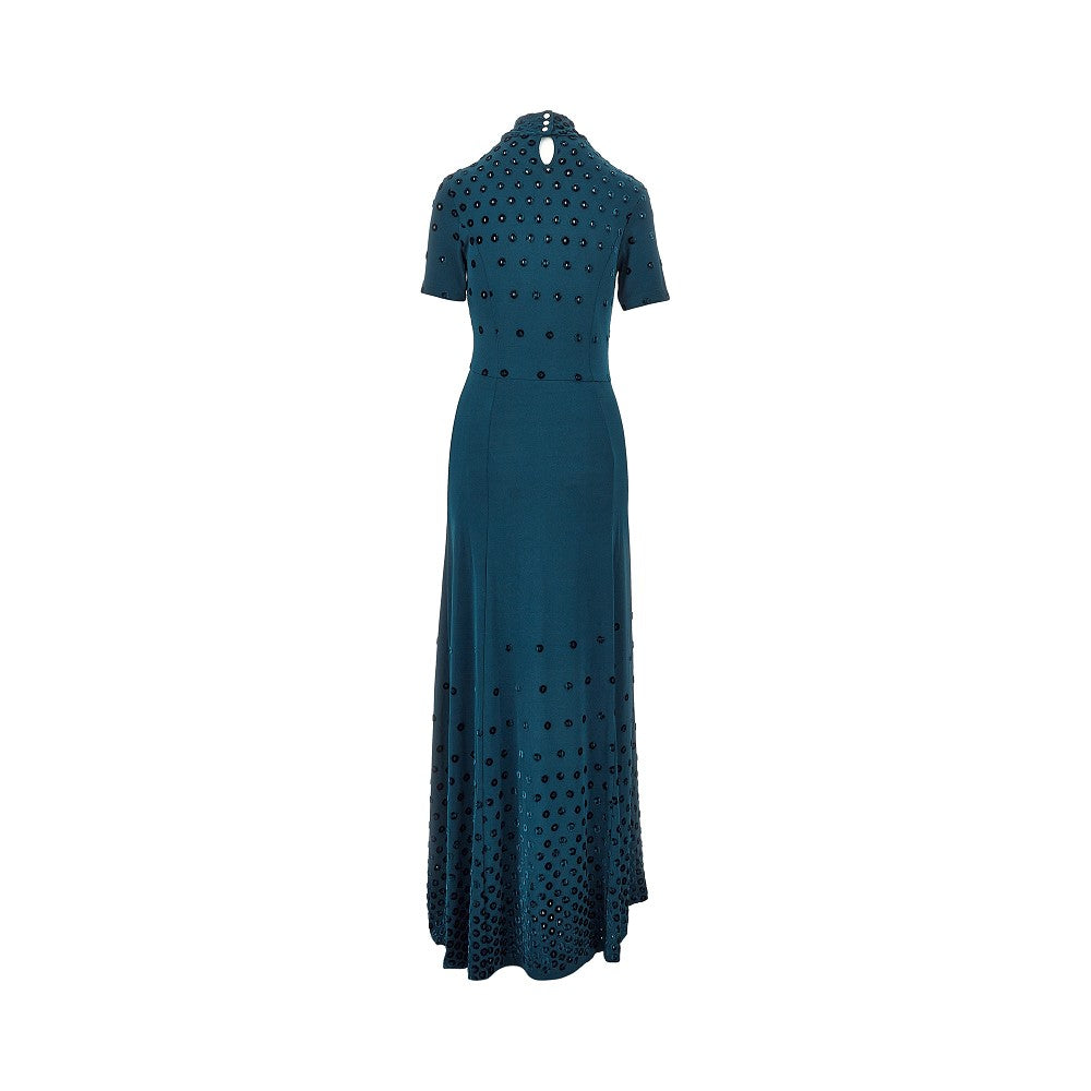 jersey long dress with flocked holes