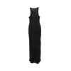 palm tree embroidery ribbed long dress