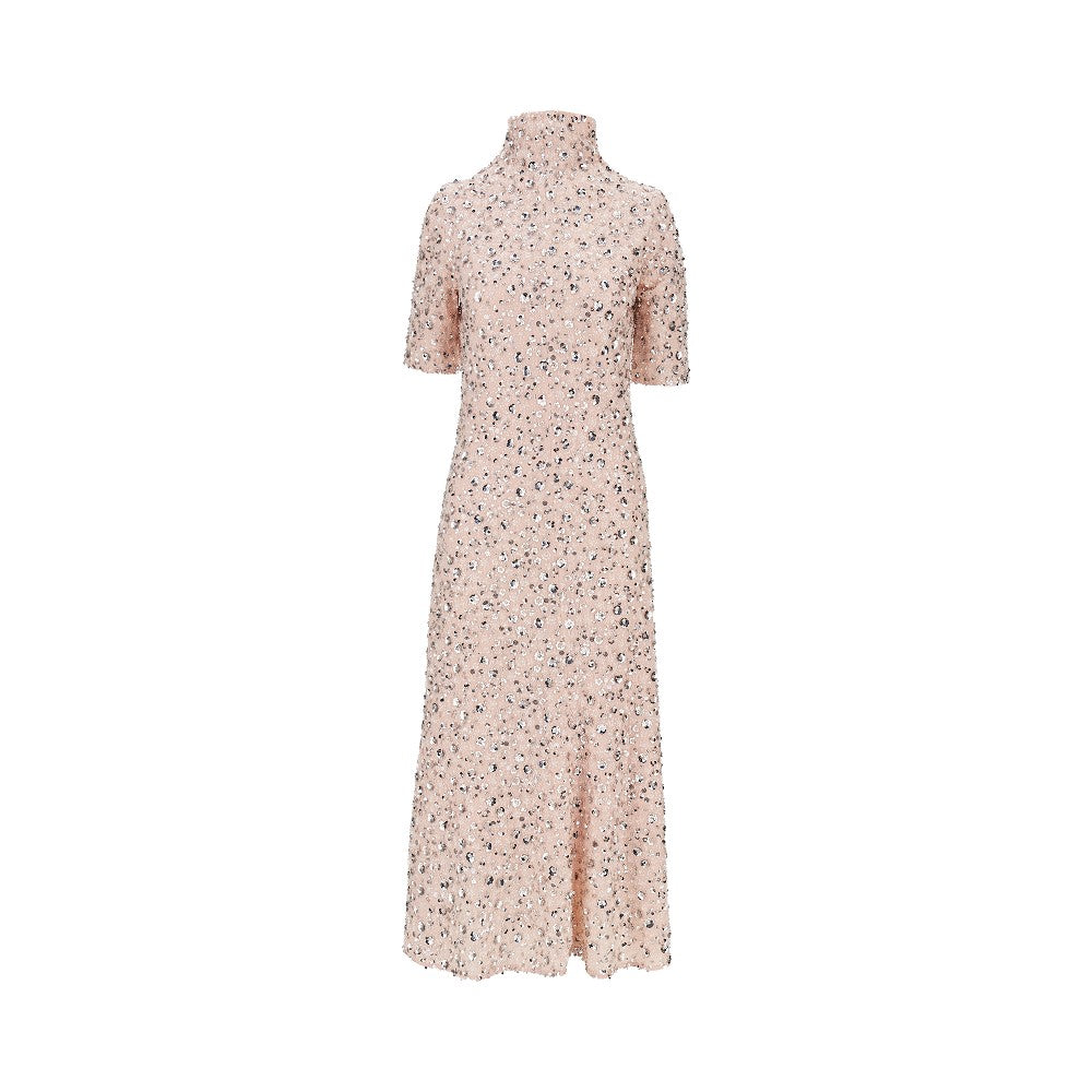 floral sequins embroidery midi dress