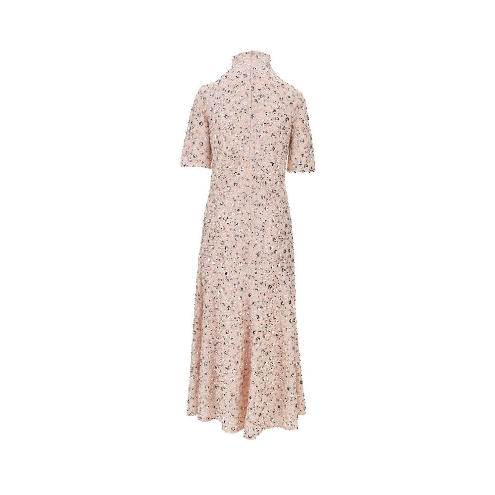 floral sequins embroidery midi dress