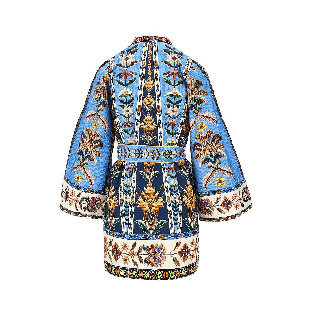 tapestry print cotton mini dress