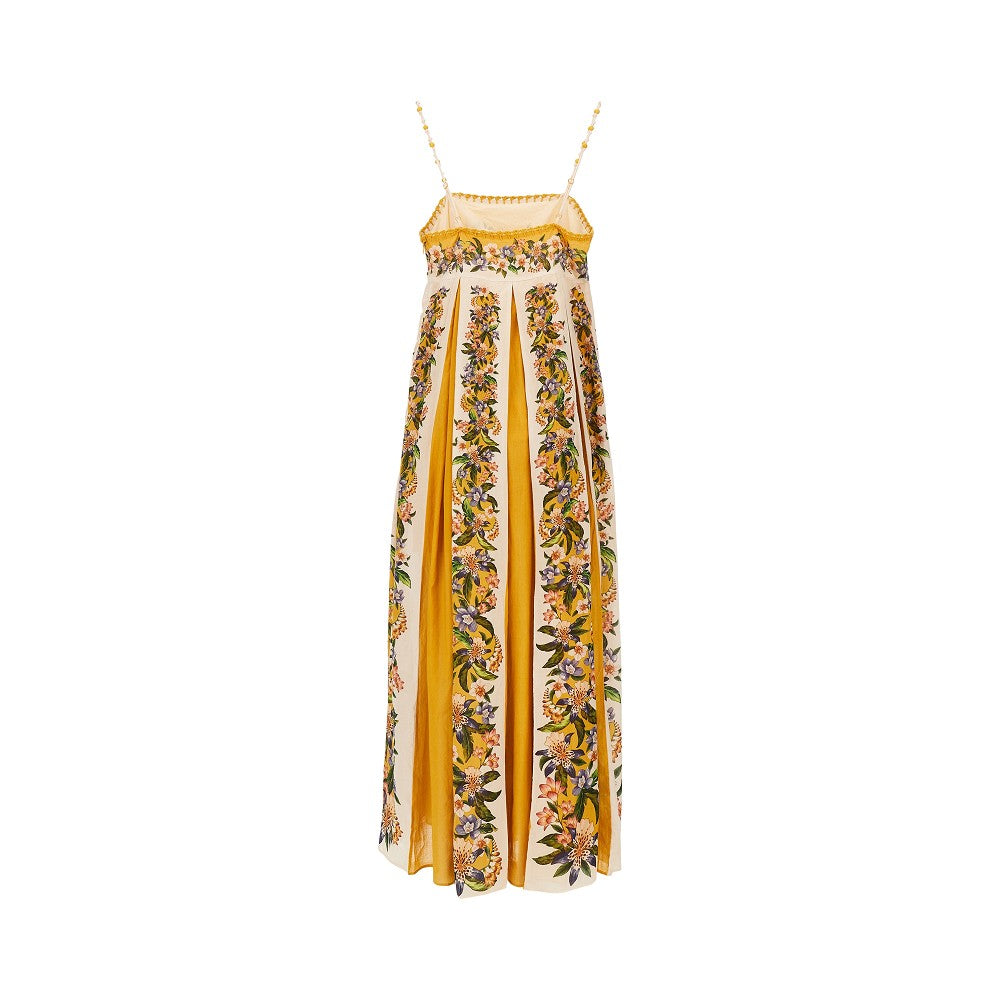 poplin long dress with floral motif