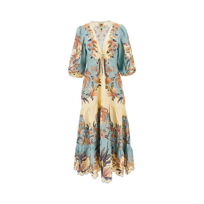 midi dress with floral motif