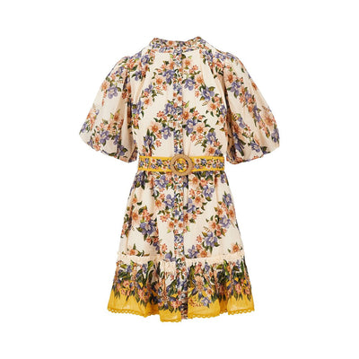 floral print cotton-blend mini dress