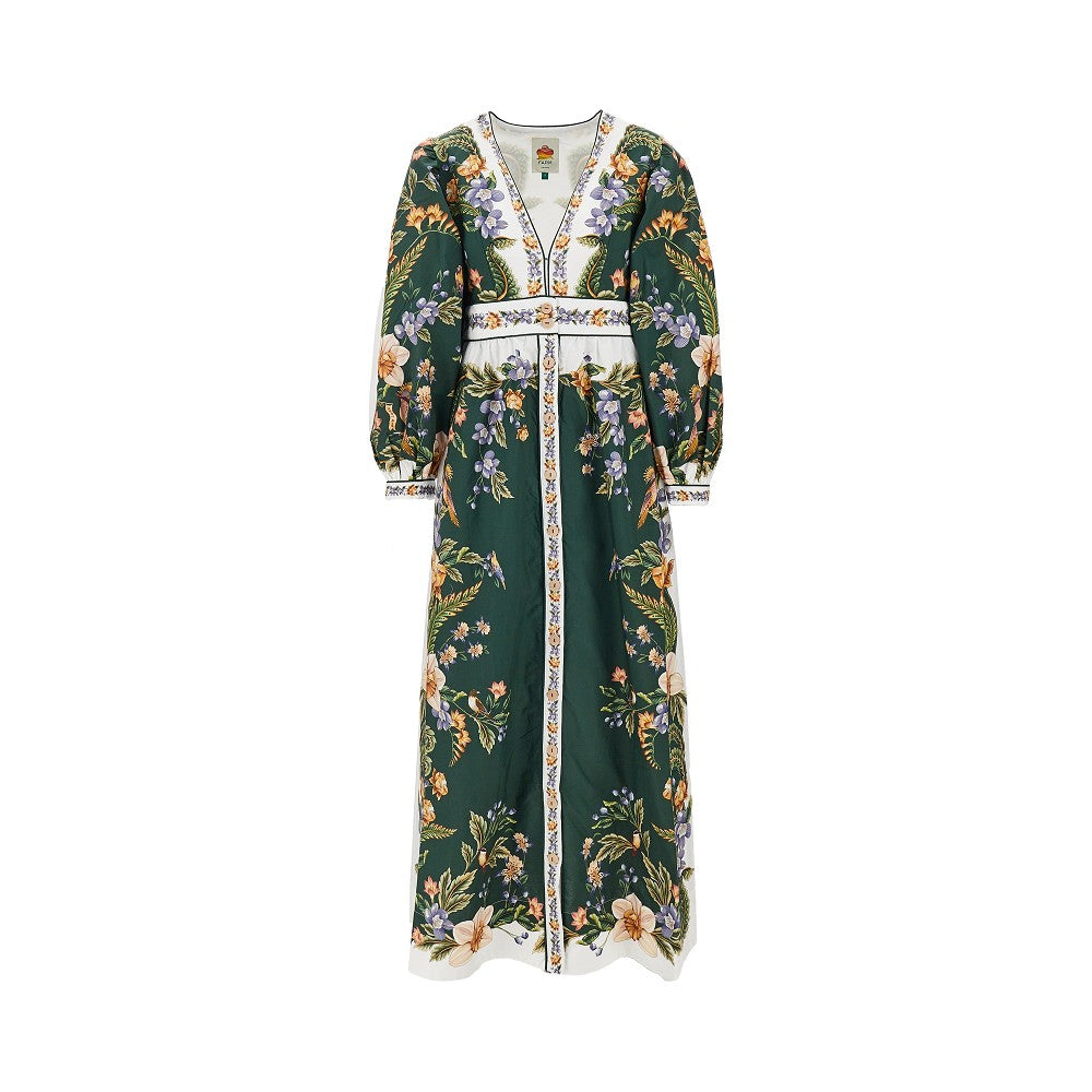 FARM RIO S cotton long dress with nature motif