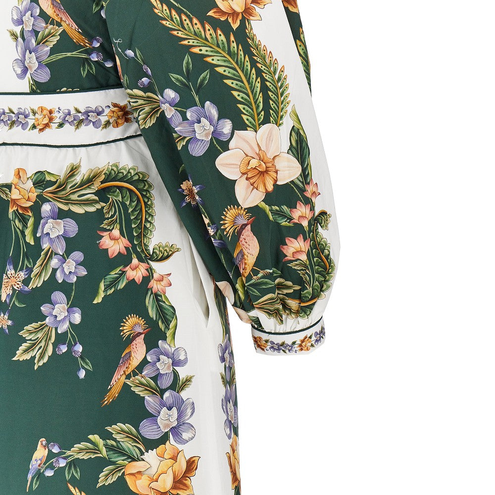 cotton long dress with nature motif