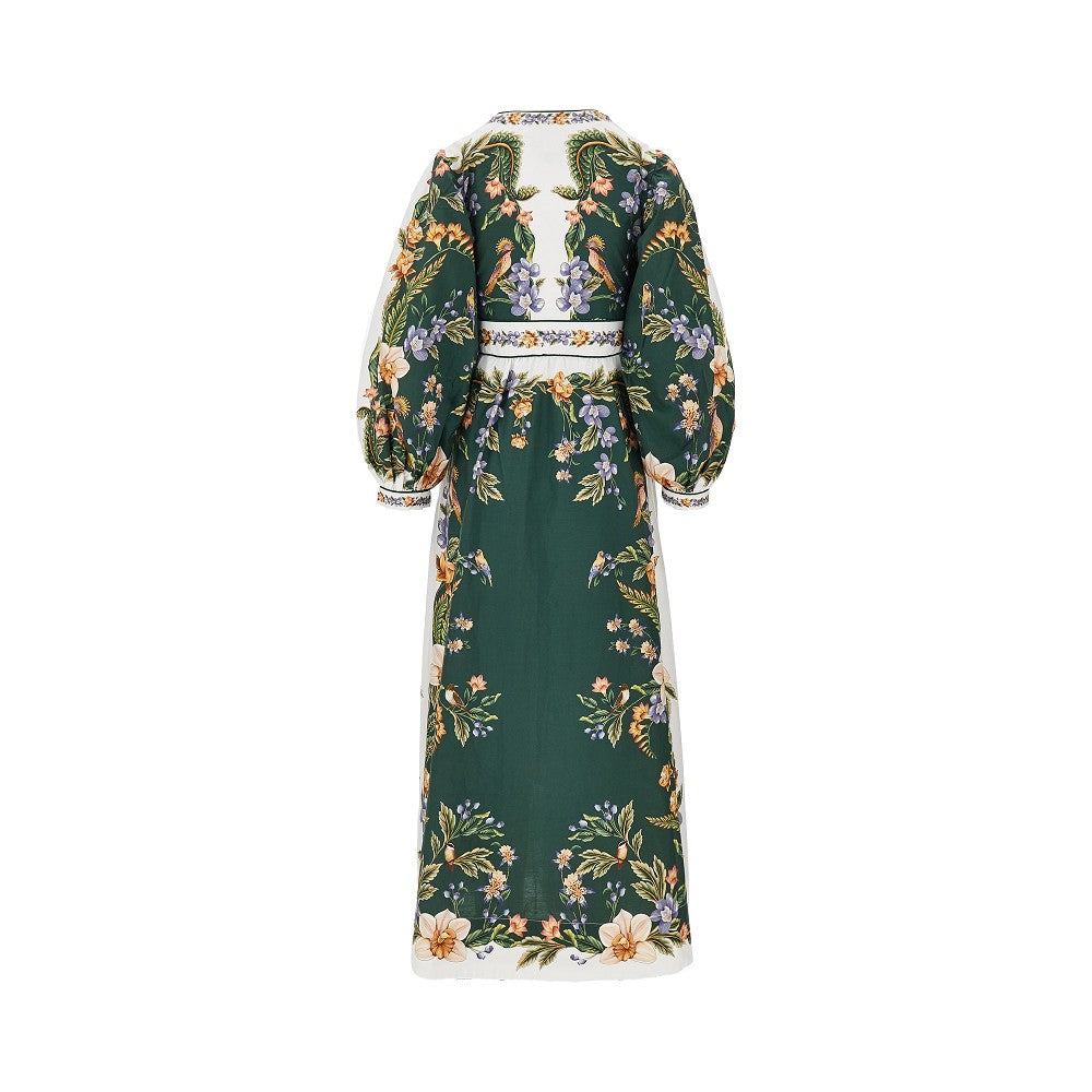 cotton long dress with nature motif