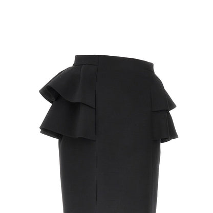 VALENTINO 42 ruffled crepe couture midi skirt