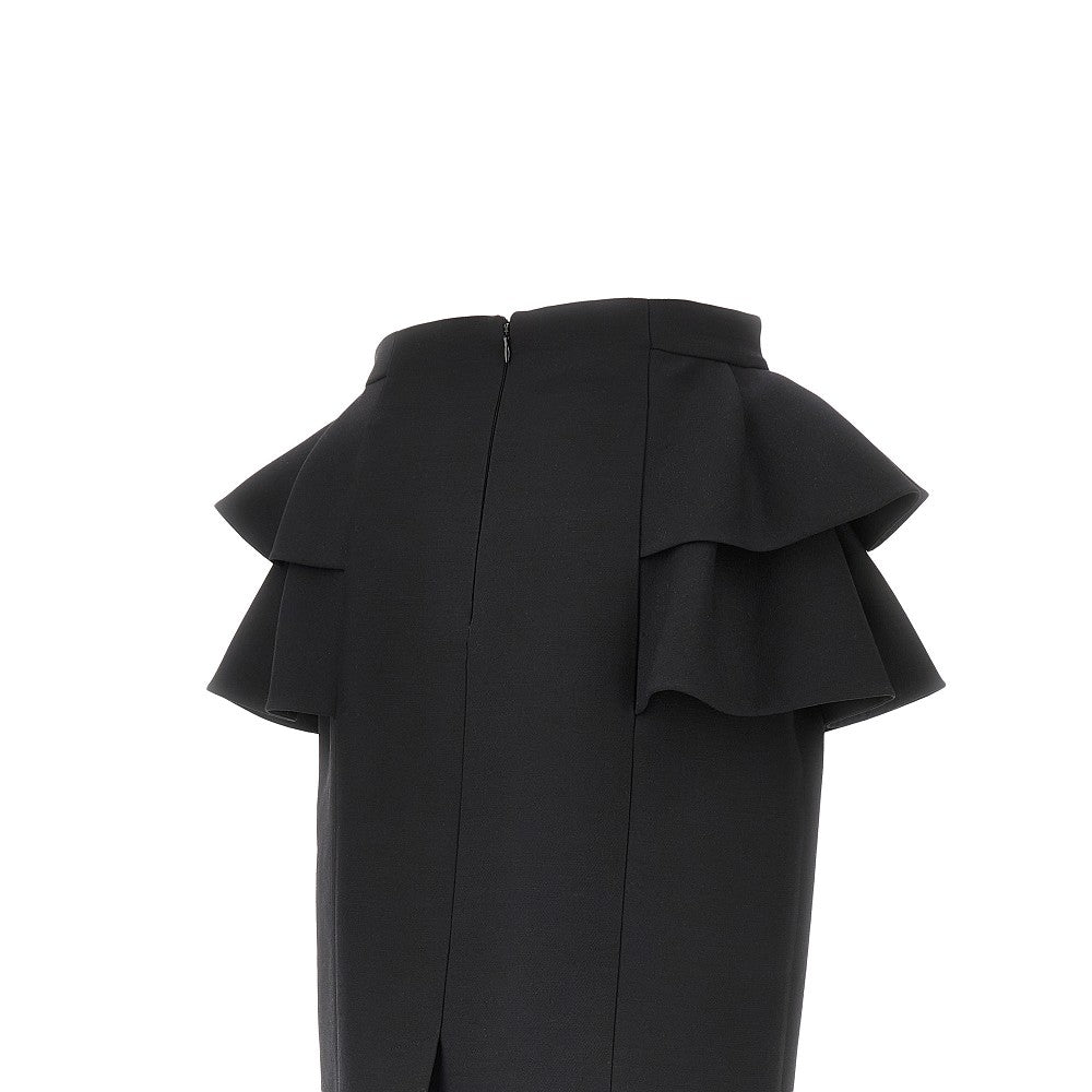 VALENTINO 42 ruffled crepe couture midi skirt