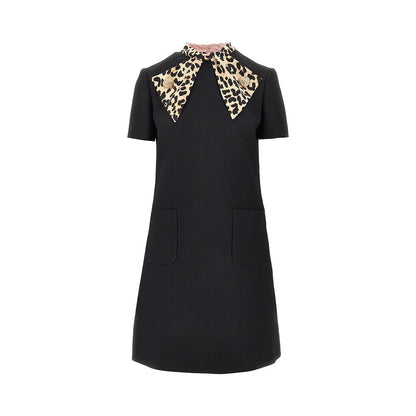 VALENTINO 40 crepe couture mini dress with animalier bow