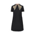 VALENTINO 40 crepe couture mini dress with animalier bow