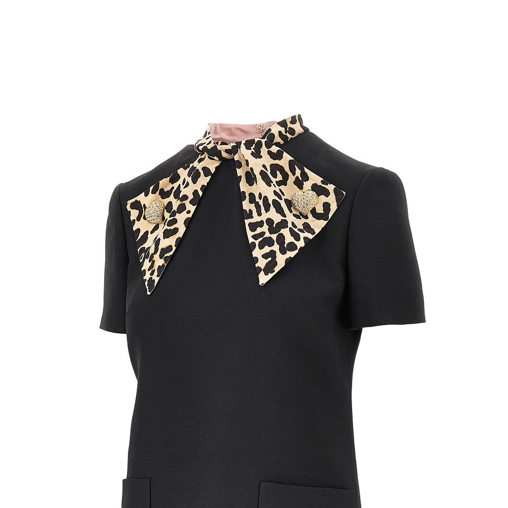 VALENTINO 40 crepe couture mini dress with animalier bow