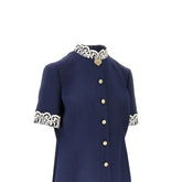 VALENTINO 44 crepe couture dress with macramè trims