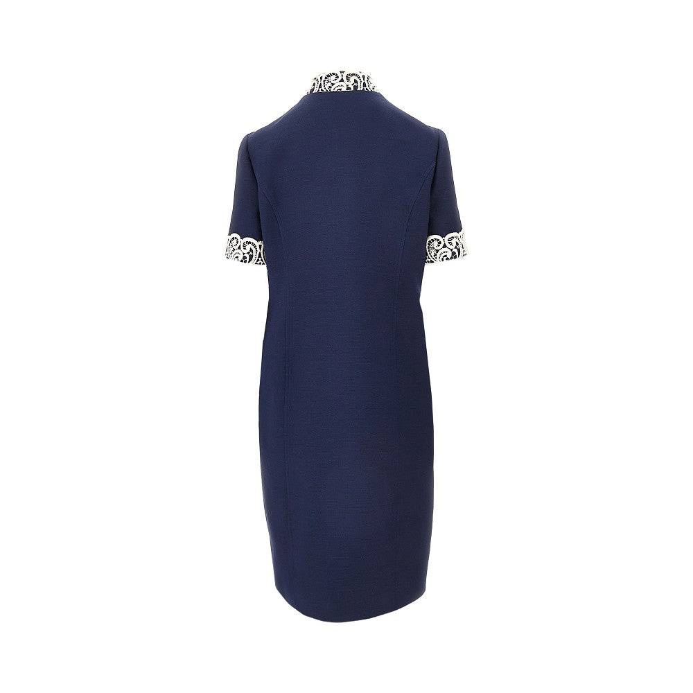 VALENTINO 44 crepe couture dress with macramè trims